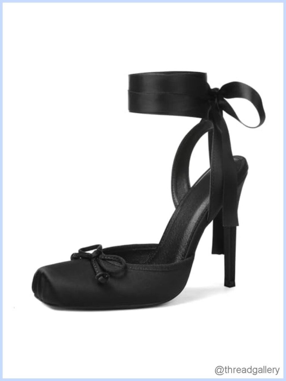 Satin Strappy Bow Lace Up Closed Toe Stiletto Heels